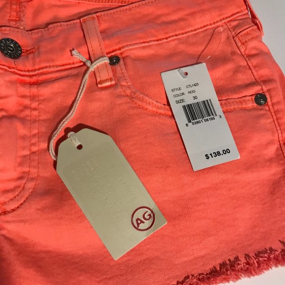 AG Adriano Goldschmied Neon Orange Jean Shorts - Picture 3 of 3